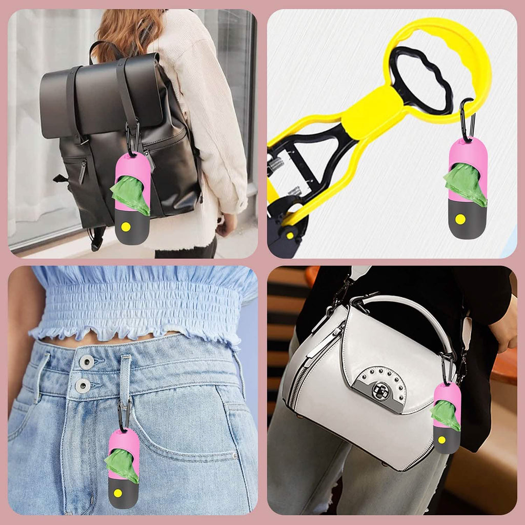 2-Pack: Dog Poop Bag Dispenser with Built-in LED Flashlight