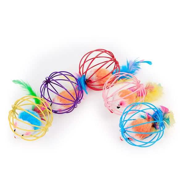 5-Pack: Pet Cat Kitten Playing Mouse Ball Cage