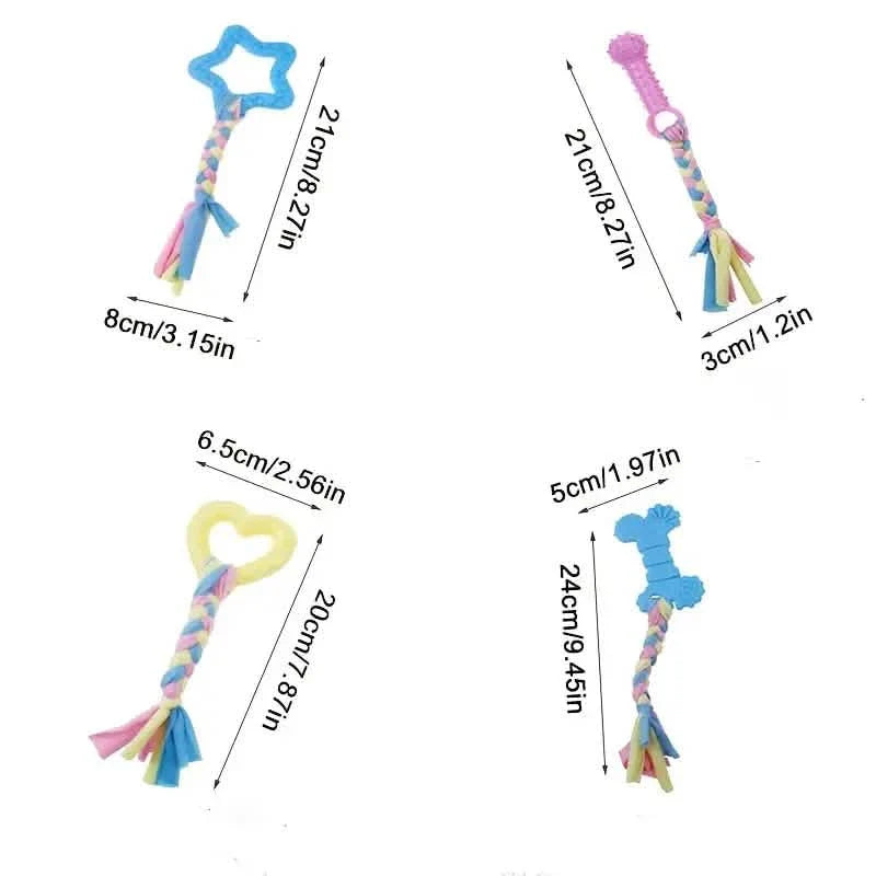 6-Pack: Puppy Teething Chew Toys with Interactive Ropes