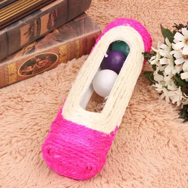 Pet Cat Rolling Sisal Scratching Post Trapped With 3 Ball Training Novely Toy